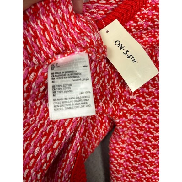 On 34th Women's Patterned Jacquard Button Up Cardigan Red Size Small NWT's - Picture 6 of 8